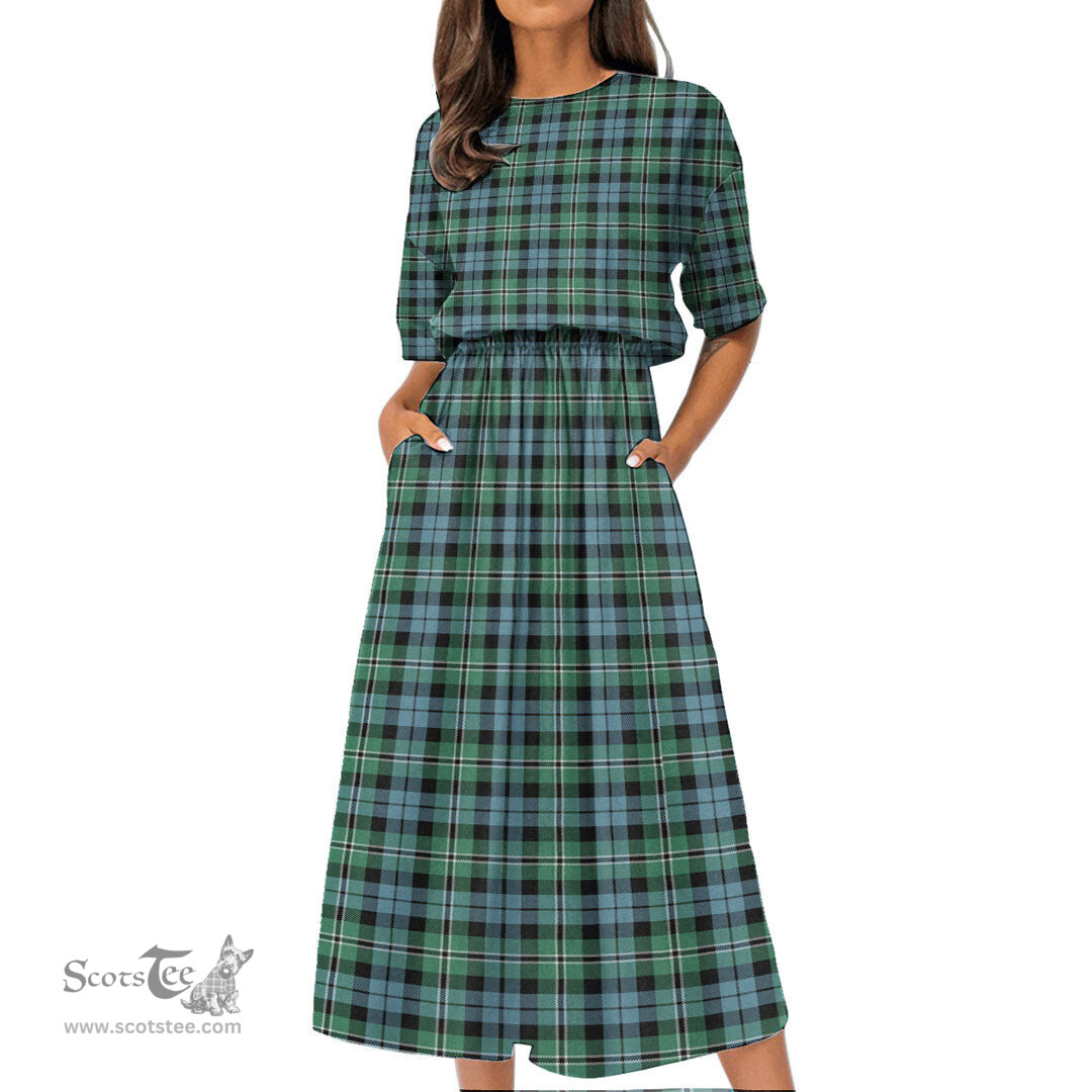 Scottish Melville Tartan Womens Elastic Waist Dress Tartan Plaid Dress