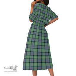 Scottish MacThomas Ancient Tartan Womens Elastic Waist Dress Tartan Plaid Dress