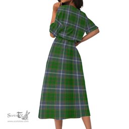 Scottish Pringle Tartan Womens Elastic Waist Dress Tartan Plaid Dress