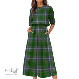 Scottish Pringle Tartan Womens Elastic Waist Dress Tartan Plaid Dress