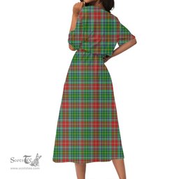 Scottish Muirhead Tartan Crest Womens Elastic Waist Dress Tartan Plaid Dress