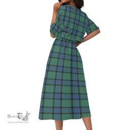 Scottish Sinclair Hunting Ancient Tartan Womens Elastic Waist Dress Tartan Plaid Dress