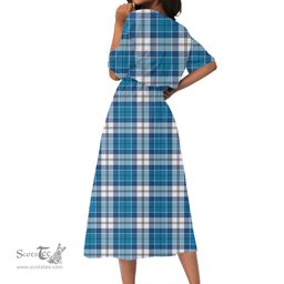 Scottish Roberton Tartan Crest Womens Elastic Waist Dress Tartan Plaid Dress