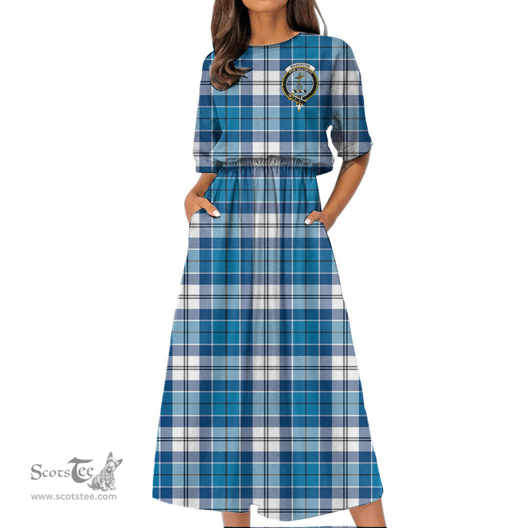 Scottish Roberton Tartan Crest Womens Elastic Waist Dress Tartan Plaid Dress