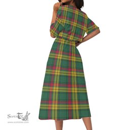Scottish MacMillan Old Ancient Tartan Womens Elastic Waist Dress Tartan Plaid Dress