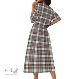 Scottish Stewart Dress Ancient Tartan Womens Elastic Waist Dress Tartan Plaid Dress