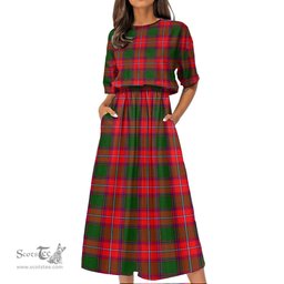 Scottish Rattray Modern Tartan Womens Elastic Waist Dress Tartan Plaid Dress