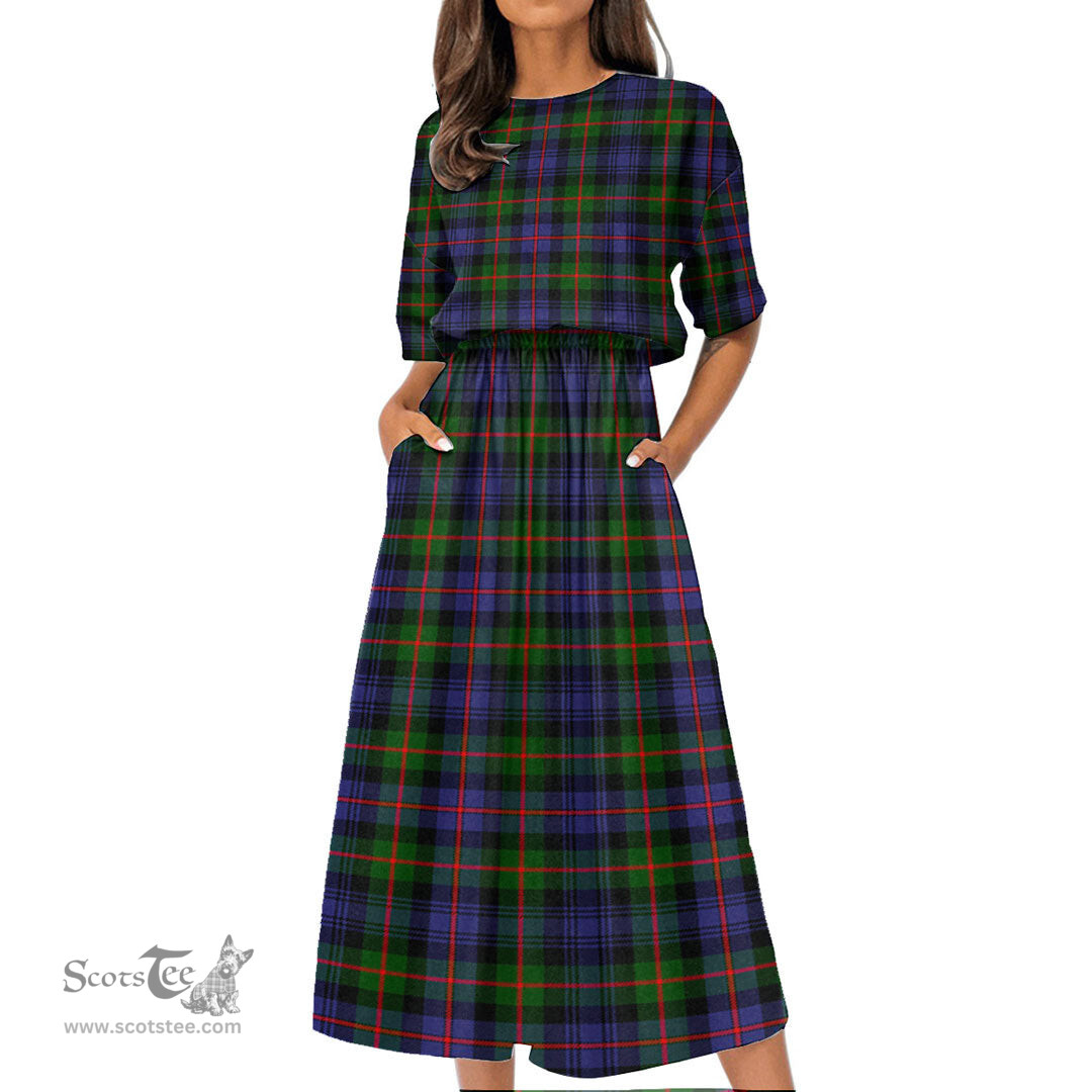 Scottish Murray of Atholl Modern Tartan Womens Elastic Waist Dress Tartan Plaid Dress