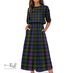 Scottish Murray of Atholl Modern Tartan Womens Elastic Waist Dress Tartan Plaid Dress