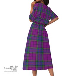 Scottish Wardlaw Modern Tartan Womens Elastic Waist Dress Tartan Plaid Dress