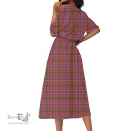 Scottish MacRae Ancient Tartan Crest Womens Elastic Waist Dress Tartan Plaid Dress