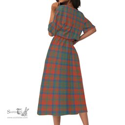 Scottish Matheson Ancient Tartan Womens Elastic Waist Dress Tartan Plaid Dress