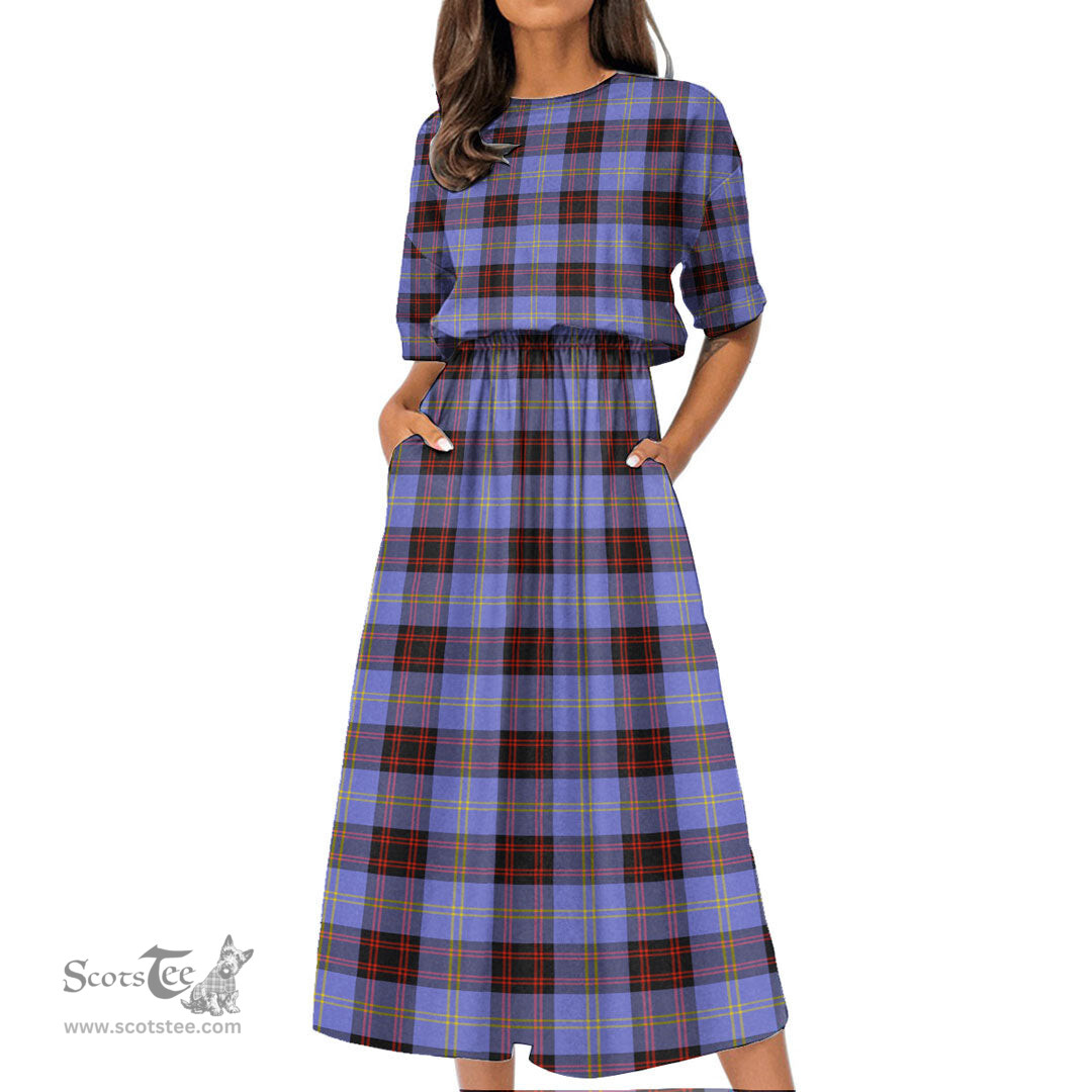 Scottish Rutherford Tartan Womens Elastic Waist Dress Tartan Plaid Dress