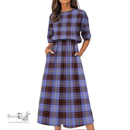Scottish Rutherford Tartan Womens Elastic Waist Dress Tartan Plaid Dress