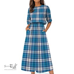 Scottish Roberton Tartan Womens Elastic Waist Dress Tartan Plaid Dress