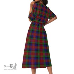 Scottish Tennant Tartan Womens Elastic Waist Dress Tartan Plaid Dress