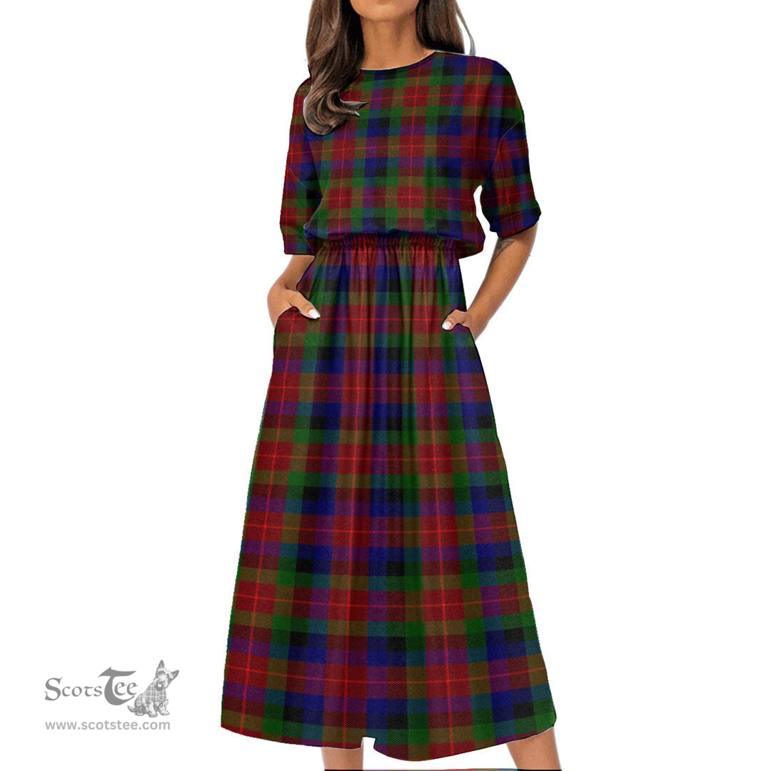 Scottish Tennant Tartan Womens Elastic Waist Dress Tartan Plaid Dress