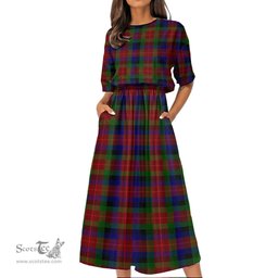 Scottish Tennant Tartan Womens Elastic Waist Dress Tartan Plaid Dress