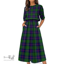 Scottish Shaw Modern Tartan Womens Elastic Waist Dress Tartan Plaid Dress