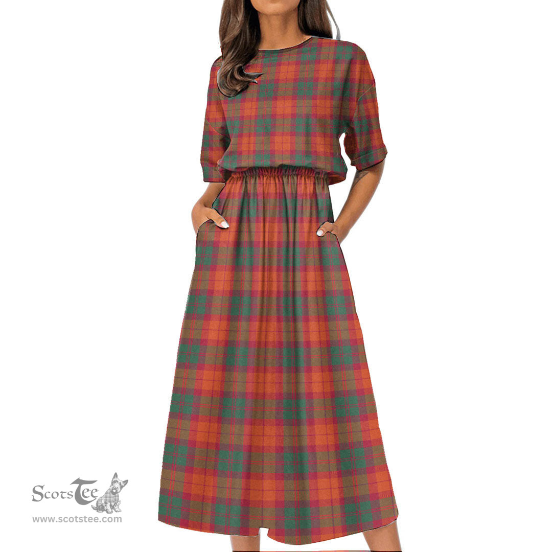 Scottish MacNab Ancient Tartan Womens Elastic Waist Dress Tartan Plaid Dress