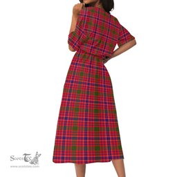 Scottish MacRae Modern Tartan Womens Elastic Waist Dress Tartan Plaid Dress