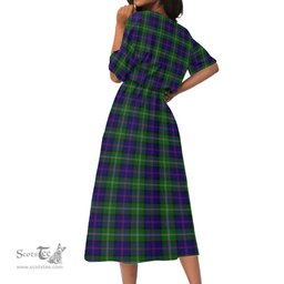 Scottish MacThomas Modern Tartan Womens Elastic Waist Dress Tartan Plaid Dress