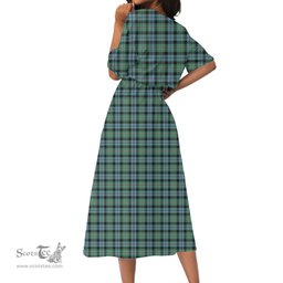 Scottish Melville Tartan Crest Womens Elastic Waist Dress Tartan Plaid Dress