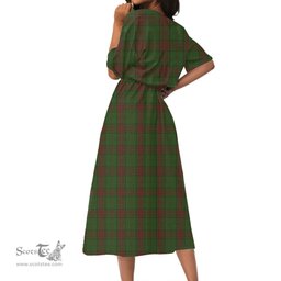 Scottish Maxwell Hunting Tartan Crest Womens Elastic Waist Dress Tartan Plaid Dress