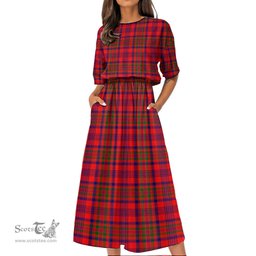 Scottish Murray of Tulloch Modern Tartan Womens Elastic Waist Dress Tartan Plaid Dress