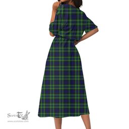 Scottish MacNeil of Colonsay Modern Tartan Crest Womens Elastic Waist Dress Tartan Plaid Dress