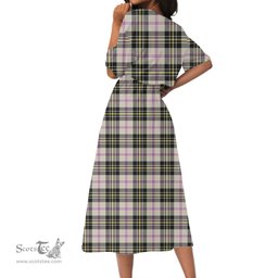 Scottish MacPherson Dress Ancient Tartan Crest Womens Elastic Waist Dress Tartan Plaid Dress