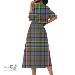 Scottish Stirling & Bannockburn District Tartan Crest Womens Elastic Waist Dress Tartan Plaid Dress