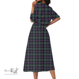 Scottish Rose Hunting Modern Tartan Crest Womens Elastic Waist Dress Tartan Plaid Dress