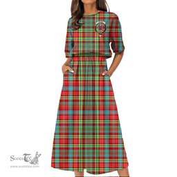 Scottish Ogilvie Tartan Crest Womens Elastic Waist Dress Tartan Plaid Dress