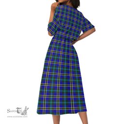 Scottish Weir Modern Tartan Womens Elastic Waist Dress Tartan Plaid Dress