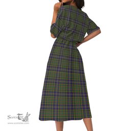 Scottish MacMillan Hunting Modern Tartan Womens Elastic Waist Dress Tartan Plaid Dress