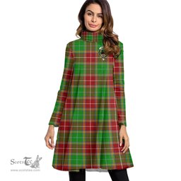 Scottish Baxter Modern Clan Tartan Crest Womens High Neck Dress Tartan Plaid Dress