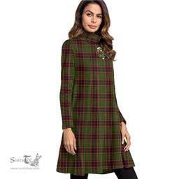 Scottish Buchan Modern Clan Tartan Crest Womens High Neck Dress Tartan Plaid Dress