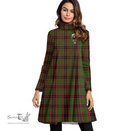 Scottish Buchan Modern Clan Tartan Crest Womens High Neck Dress Tartan Plaid Dress