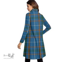Scottish Bain Clan Tartan Crest Womens High Neck Dress Tartan Plaid Dress