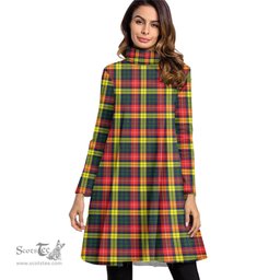 Scottish Buchanan Modern Tartan Womens High Neck Dress Tartan Plaid Dress