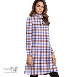 Scottish Boswell Modern Clan Tartan Crest Womens High Neck Dress Tartan Plaid Dress