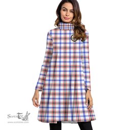Scottish Boswell Modern Clan Tartan Crest Womens High Neck Dress Tartan Plaid Dress