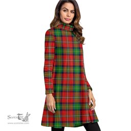 Scottish Boyd Modern Tartan Womens High Neck Dress Tartan Plaid Dress
