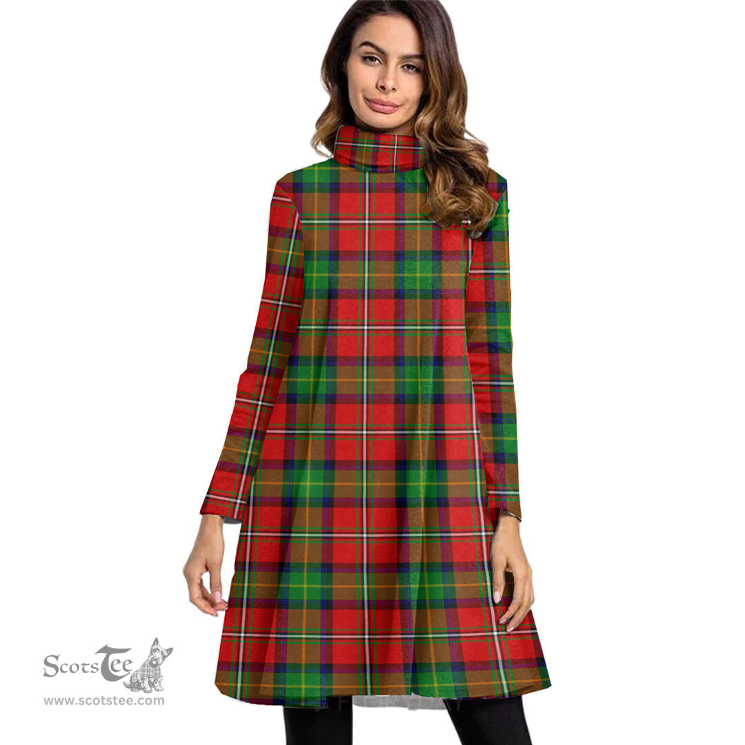 Scottish Boyd Modern Tartan Womens High Neck Dress Tartan Plaid Dress