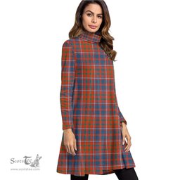 Scottish Cameron of Lochiel Ancient Tartan Womens High Neck Dress Tartan Plaid Dress