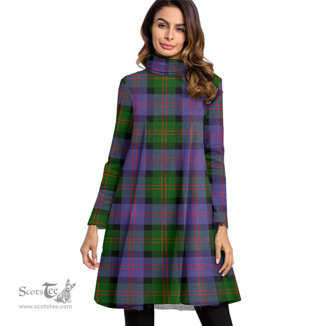 Scottish Blair Modern Tartan Womens High Neck Dress Tartan Plaid Dress