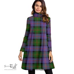 Scottish Blair Modern Tartan Womens High Neck Dress Tartan Plaid Dress