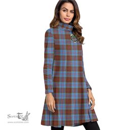 Scottish Anderson Modern Clan Tartan Crest Womens High Neck Dress Tartan Plaid Dress