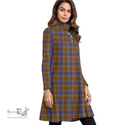 Scottish Balfour Modern Clan Tartan Crest Womens High Neck Dress Tartan Plaid Dress